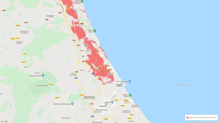 Gandia en 2050: más inundaciones y menos playa si avanza el cambio climático