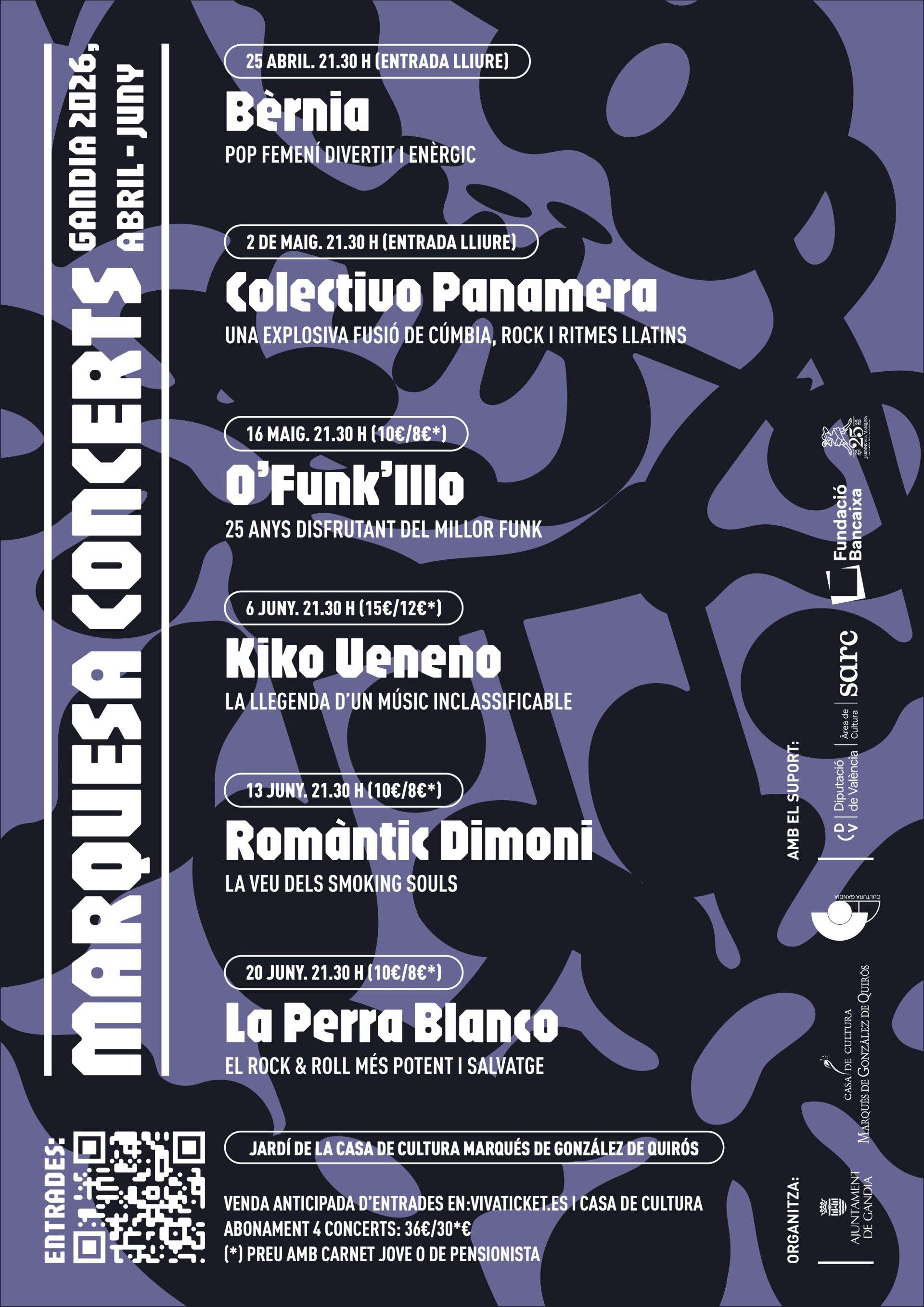 Cartel oficial Marquesa Concerts 2026 Gandia conciertos